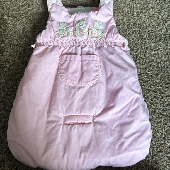 Vintage Baby Girl Winter Bunting Suit Pink Bears 6-9 Months - Picture 3 of 8